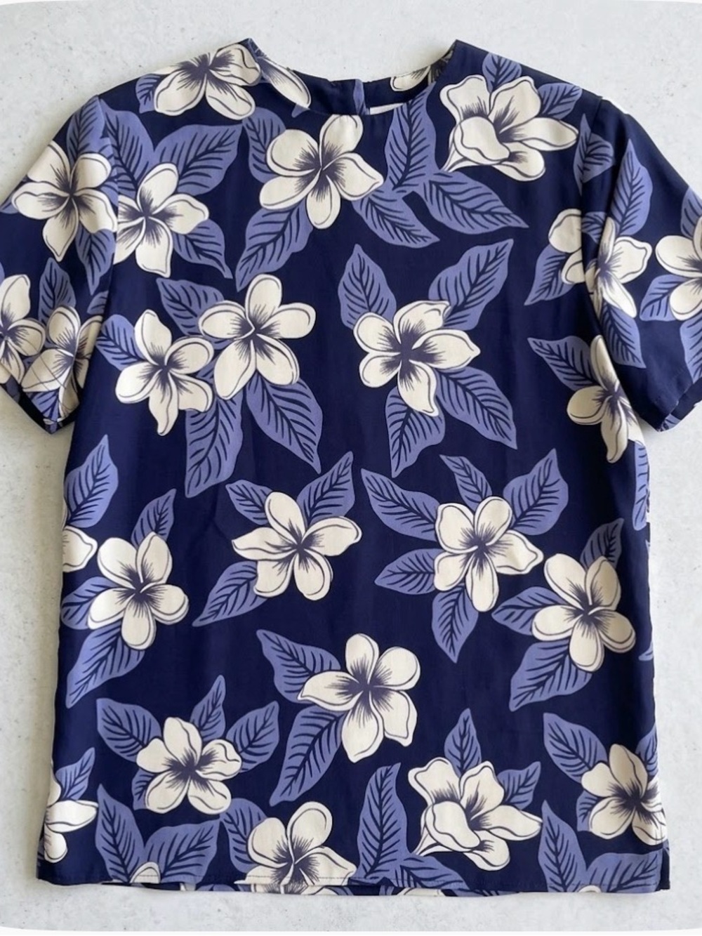 CHARTER CLUB Floral 3-Button Closure Back Blouse, Women’s S, Blue White